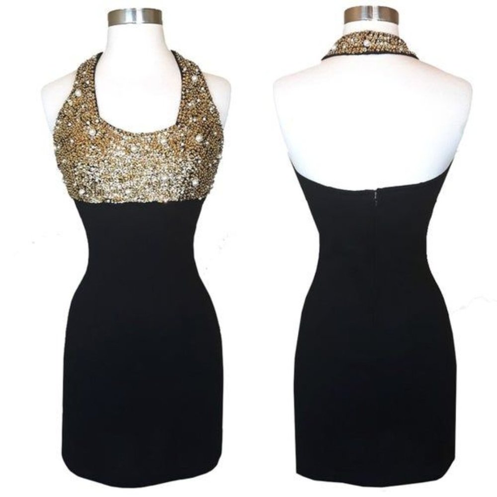 vintage 90s backless sequin pearl 80s style halter